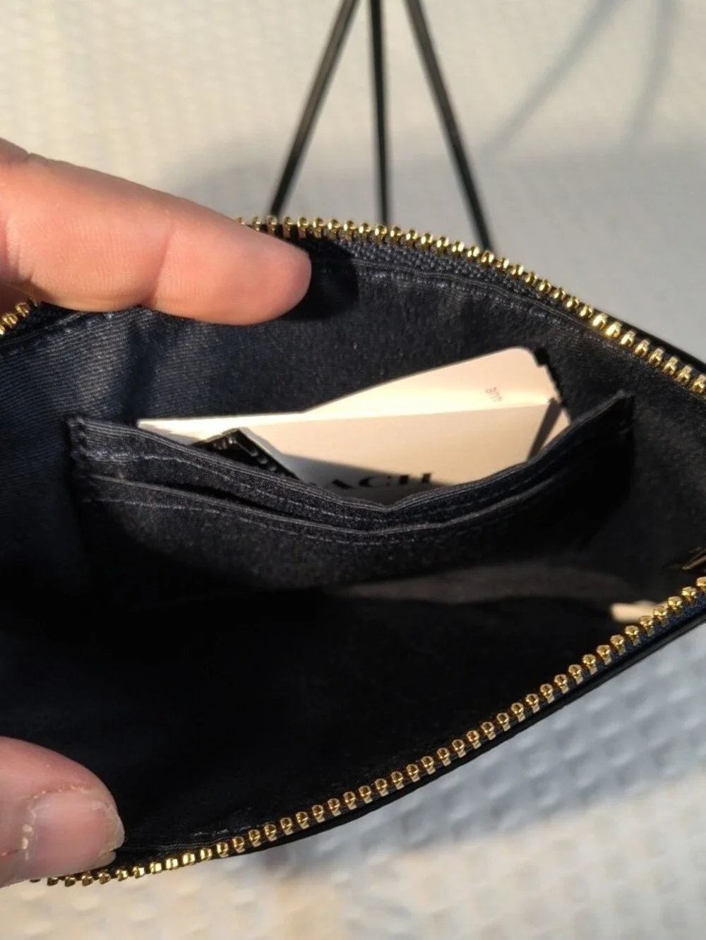 Coach L-Zip  Saffiano Leather Wristlet Wallet In Midnight Blue MSRP$78 NWT